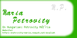 maria petrovity business card